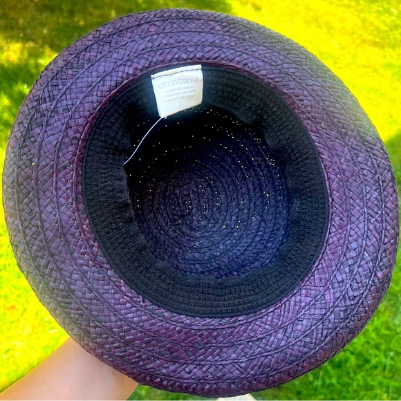 LIZ Claiborne Purple Straw Weaved Hat comfort Band Feature Made in China NWT - Picture 11 of 12